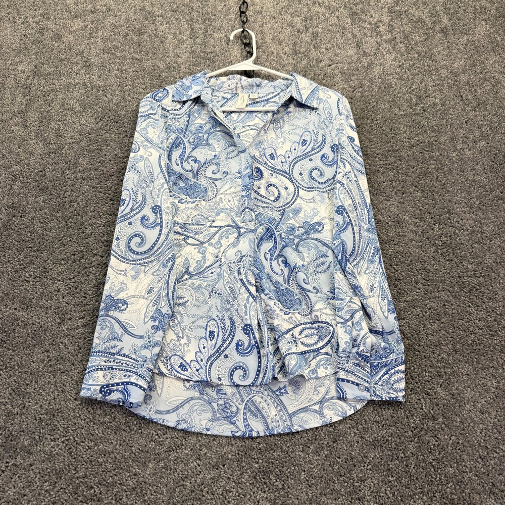 Joie Button Up Shirt Womens Small Blue Paisley Long Sleeve Collared Blouse Top